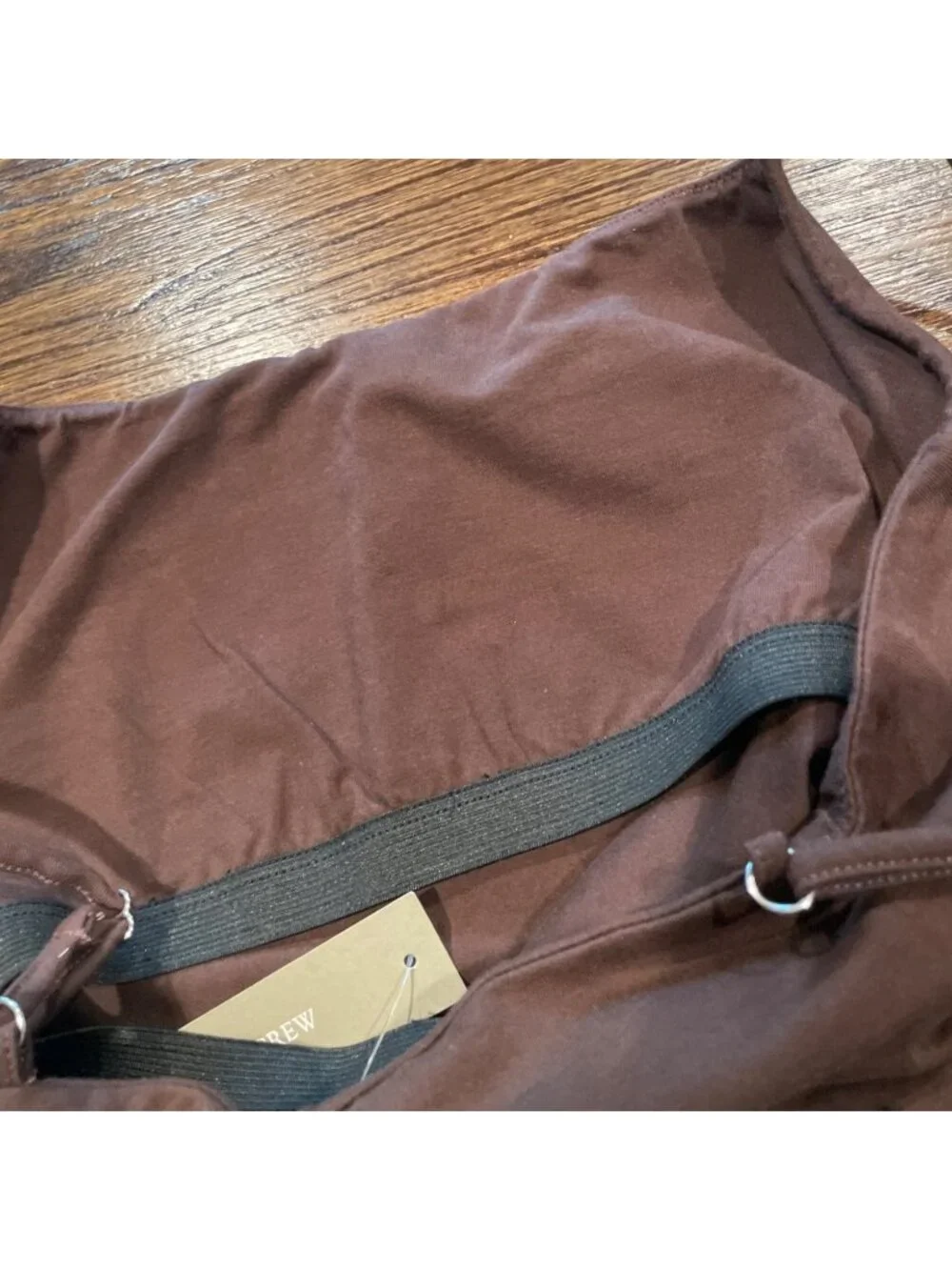 NWT J.Crew Tank Top Sz M Brown Stretch Cotton Shelf-Bra Slim Fitted Staple Basic